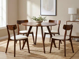 Hexa Round Dining Table Walnut - 100 cm & Iora Dining Chair Walnut - Set of 4