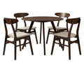 Hexa Round Dining Table Walnut - 100 cm & Fiesta Dining Chair Walnut - Set of 4