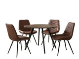 Hexa Round Dining Table Wenge - 100 cm & Tricia PU Dining Chair x2 Brown x4 (Combo)