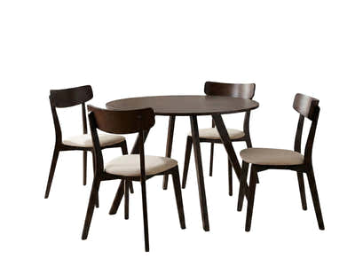 Hexa Round Dining Table Wenge - 100 cm & Iora Dining Chair Wenge - Set of 4