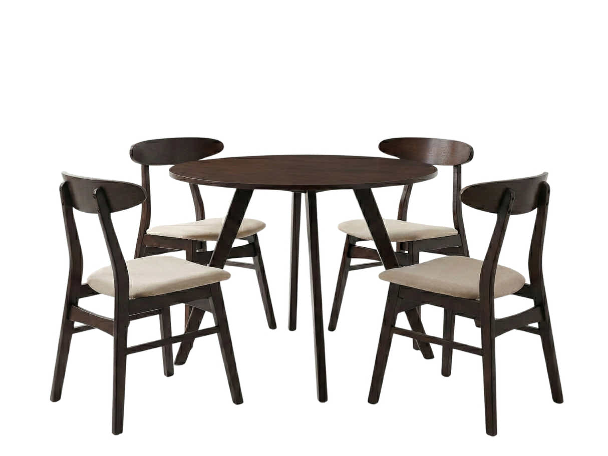 Hexa Round Dining Table Wenge - 100 cm & Fiesta Dining Chair Wenge - Set of 4