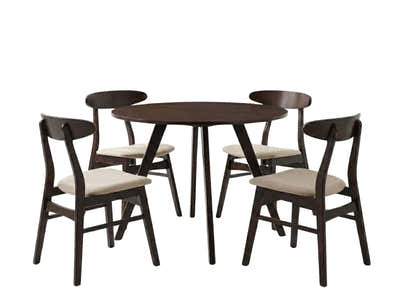 Hexa Round Dining Table Wenge - 100 cm & Fiesta Dining Chair Wenge - Set of 4