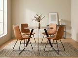 Hexa Round Dining Table Wenge - 100 cm & Walnut Bonded Leather Dining Chair - Set of 4 (Combo)