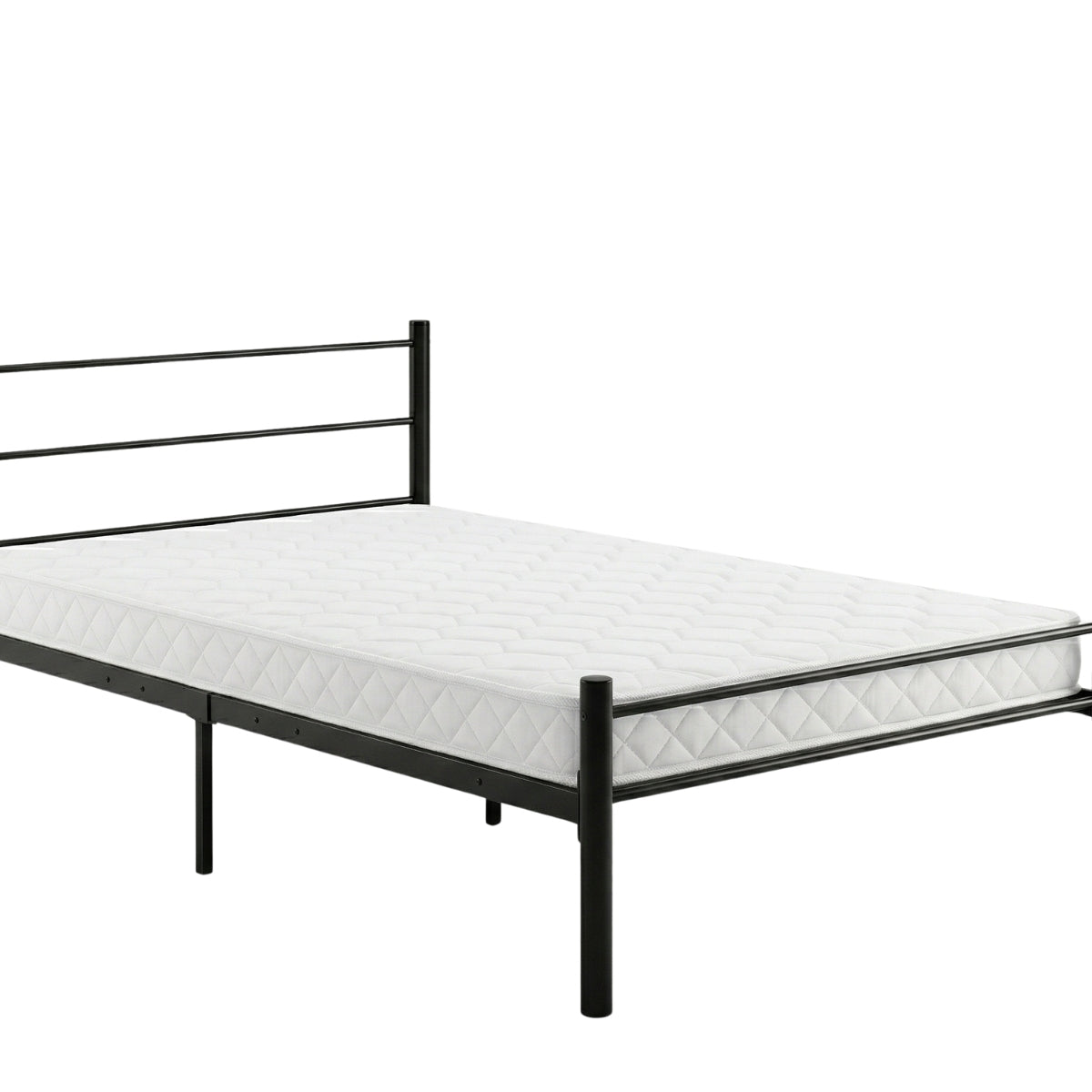 Sol King Single Black Metal Bed Frame & Bonnell Mattress | TSB Living NZ
