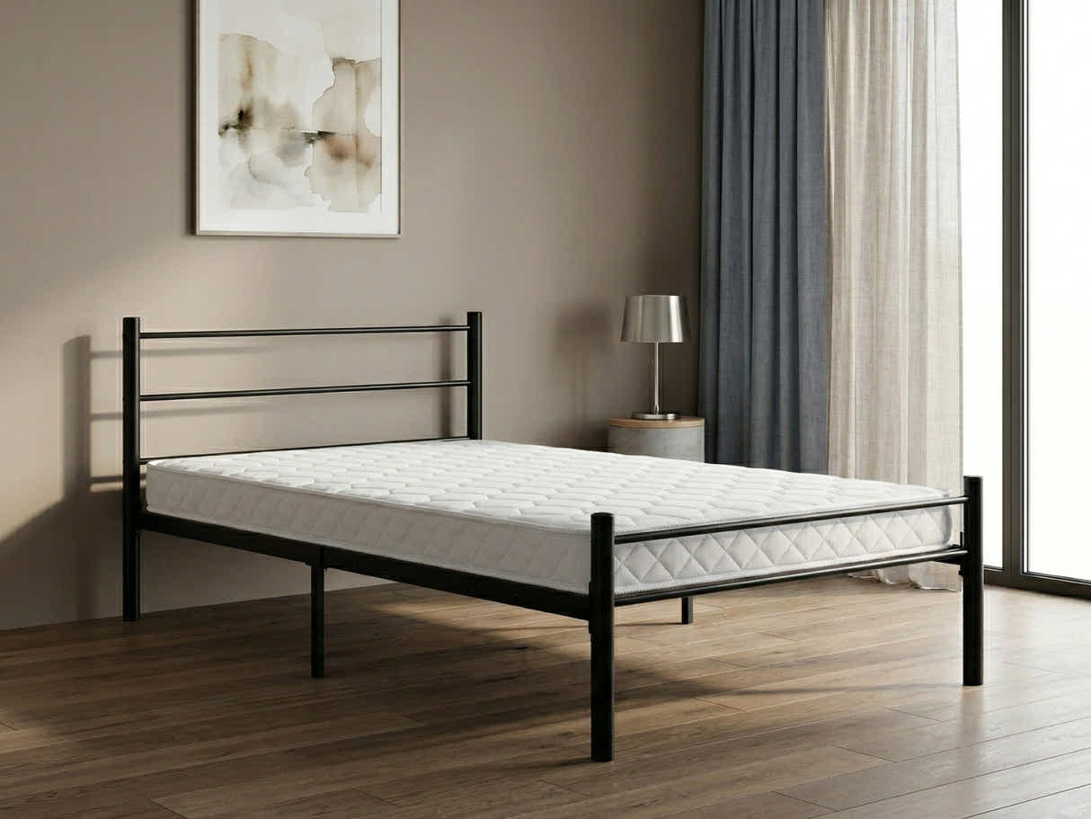 Sol Metal Bed Frame Black & Bon15 Mattress - King Single