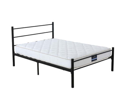 DS Sol Metal Bed Frame Black & PIL20 Mattress with Pillow - King Single