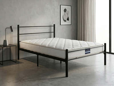 DS Sol Metal Bed Frame Black & PIL20 Mattress with Pillow - King Single