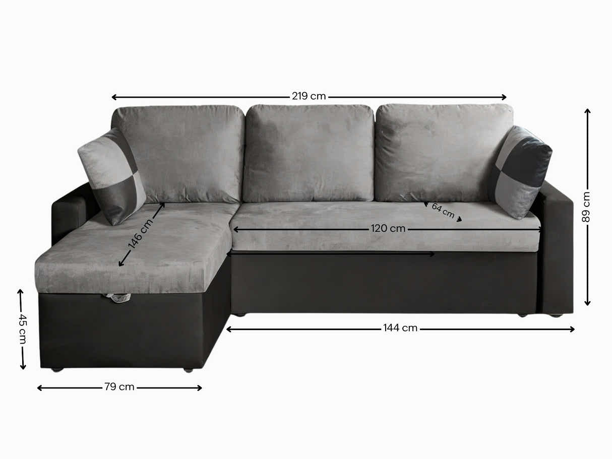 Salem Pull Out Sofa Bed with Storage - Grey