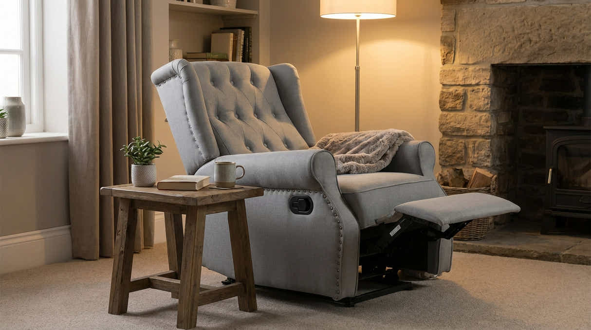 Linen Recliner Chair - Grey
