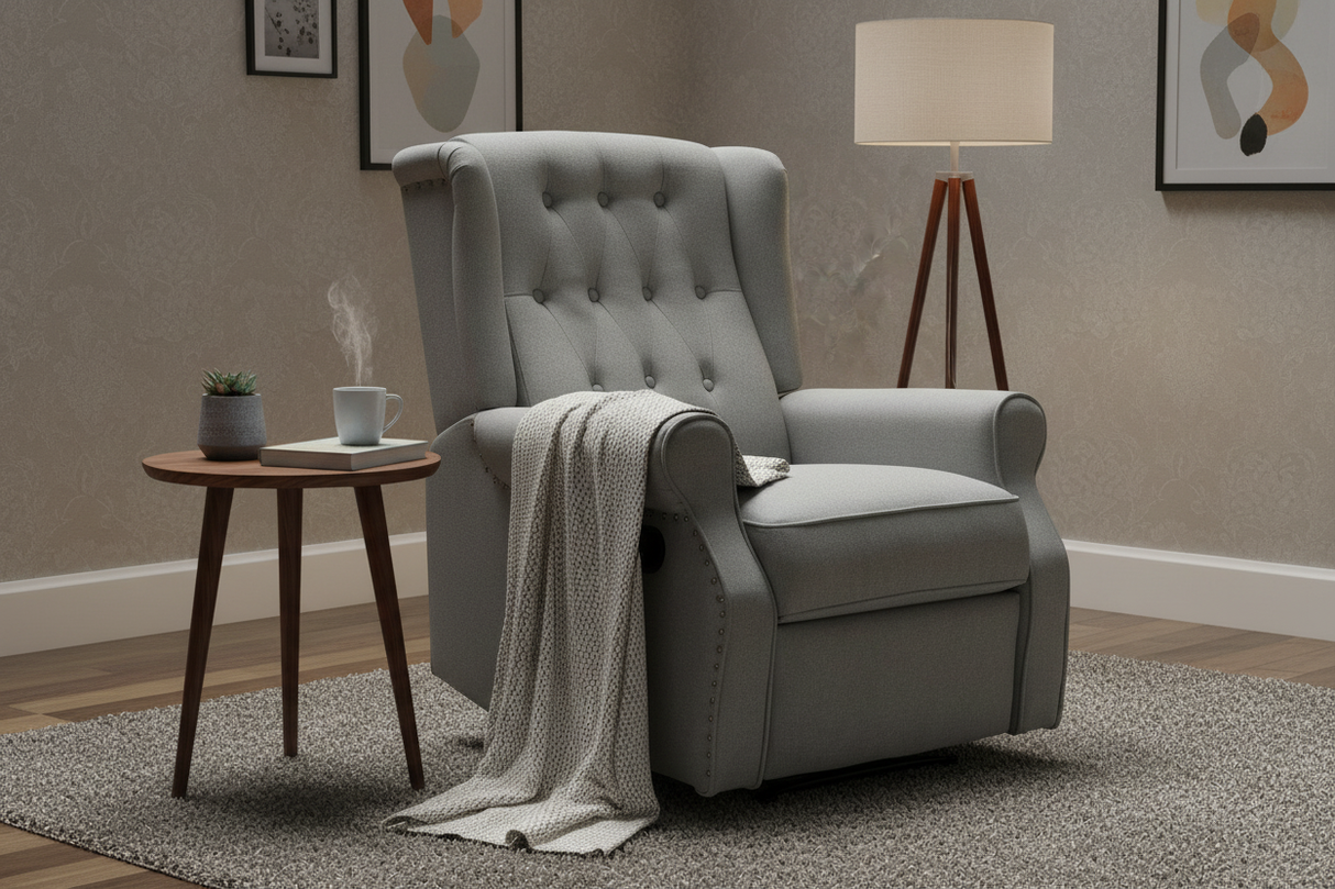 Linen Recliner Chair - Grey
