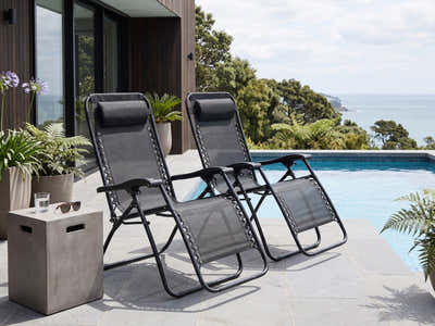 Zero Gravity Chair Black -  Set of 2