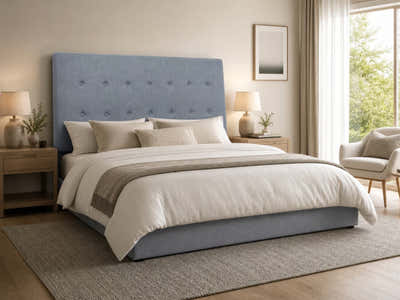 Freddy Linen Headboard Bluish Grey - Super King