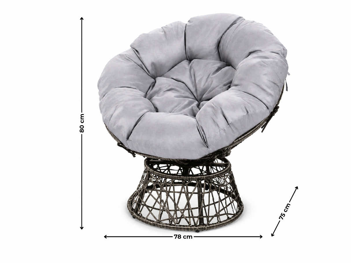 Rattan Swivel Chair - Grey