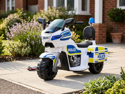 Kids Ride On Police Motorbike - White