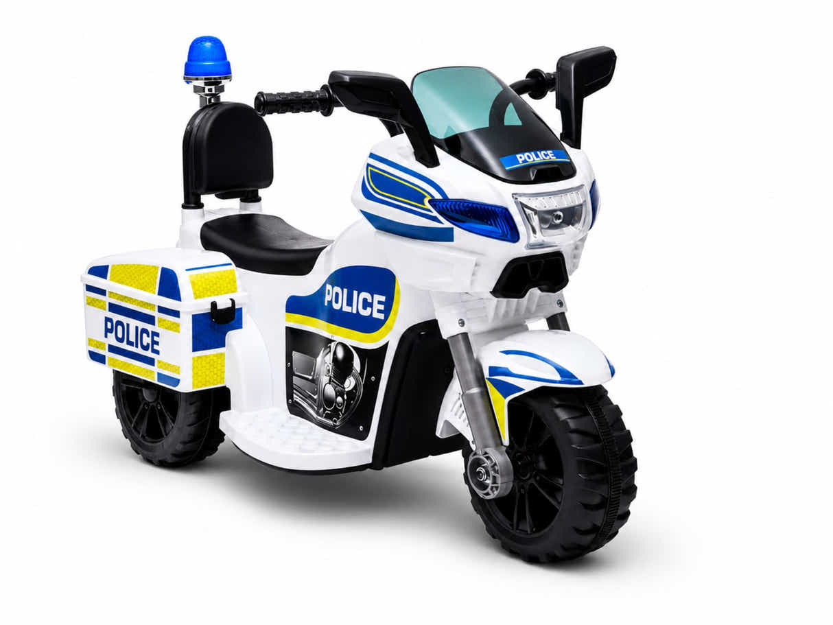 Kids Ride On Police Motorbike - White