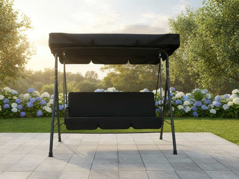 Swing Chair with Canopy - Black
