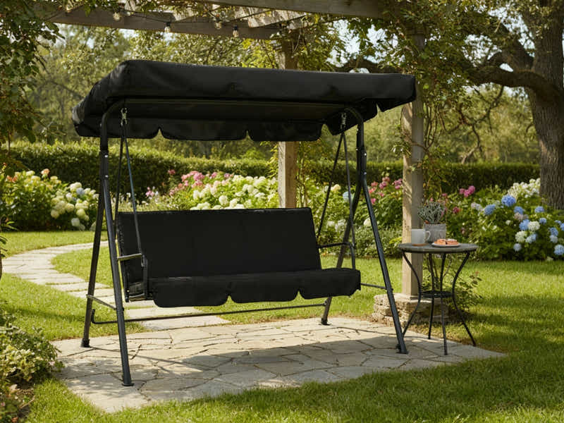 Swing Chair with Canopy - Black