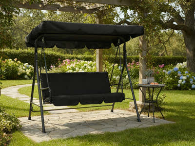 Swing Chair with Canopy - Black