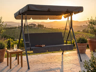 Swing Chair with Canopy - Black