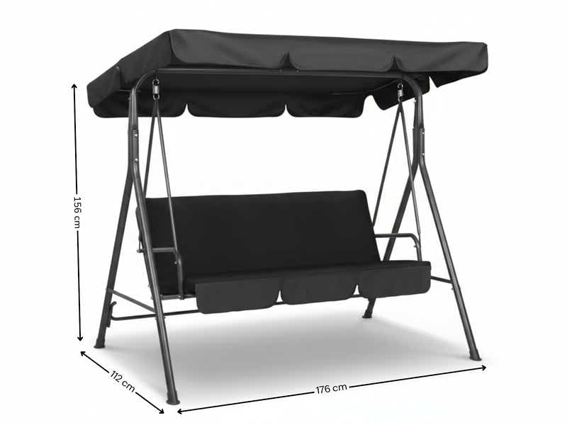 Swing Chair with Canopy - Black