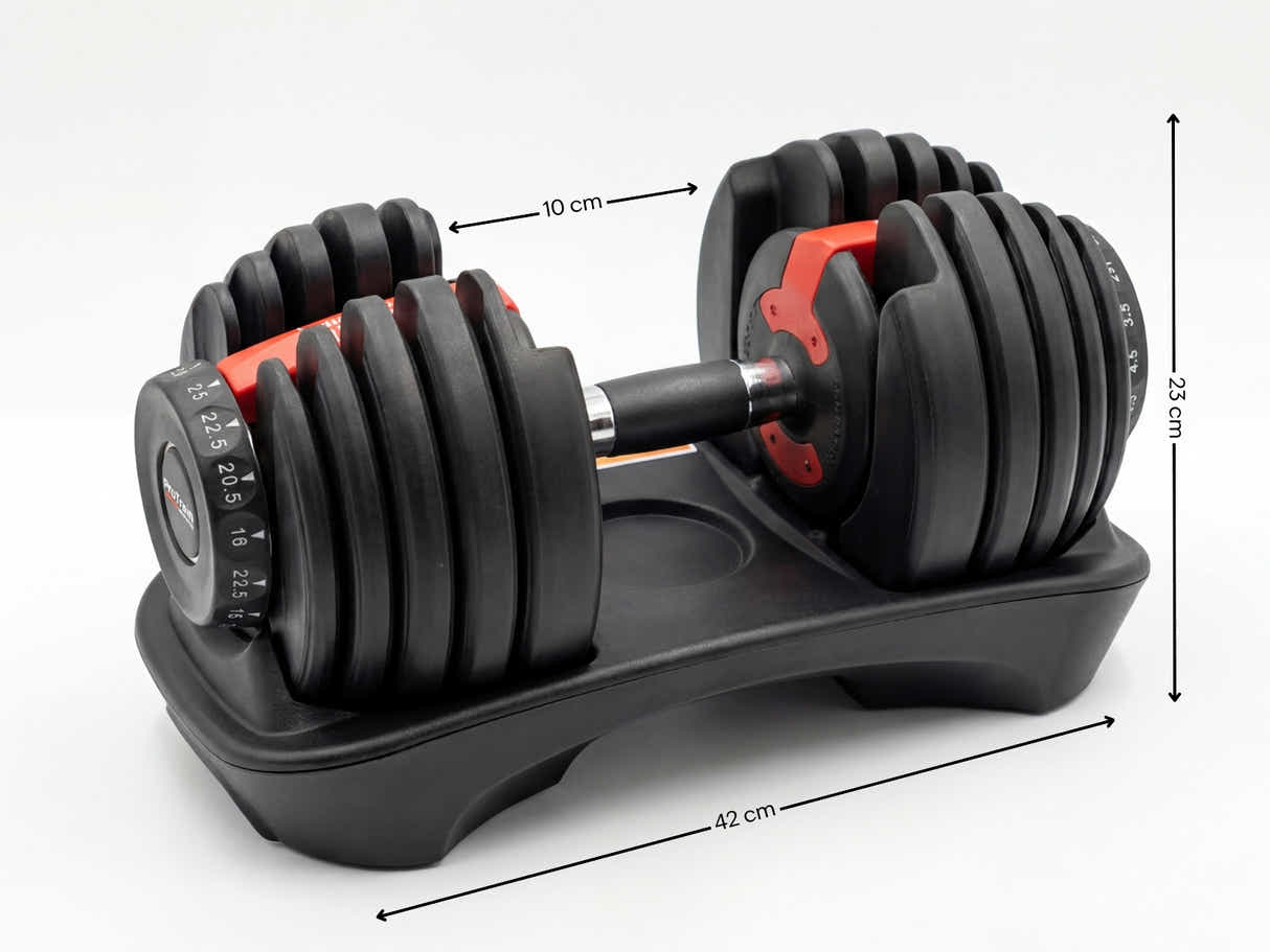 Adjustable Dumbbell Set Black & Red- 24 kg (Set of 2)