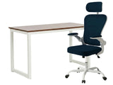 Etan Computer Desk 140 & Molina Mesh Task Chair White+Blue (Combo)