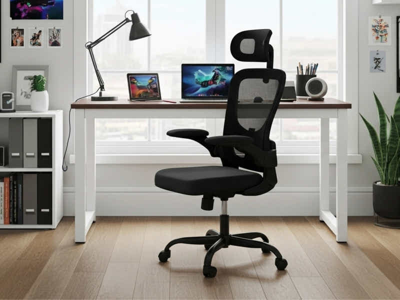 Etan Computer Desk 140 & Molina Mesh Task Chair Black+Black (Combo)