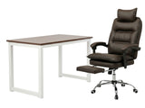 Etan Computer Desk 160 & New Markus Office Chair with Footrest PU Coffee