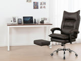 Etan Computer Desk 160 & New Markus Office Chair with Footrest PU Coffee
