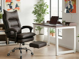 Etan Computer Desk 160 & New Markus Office Chair with Footrest PU Coffee