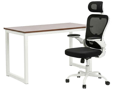 Etan Computer Desk 160 & Molina Mesh Task Chair White+Black