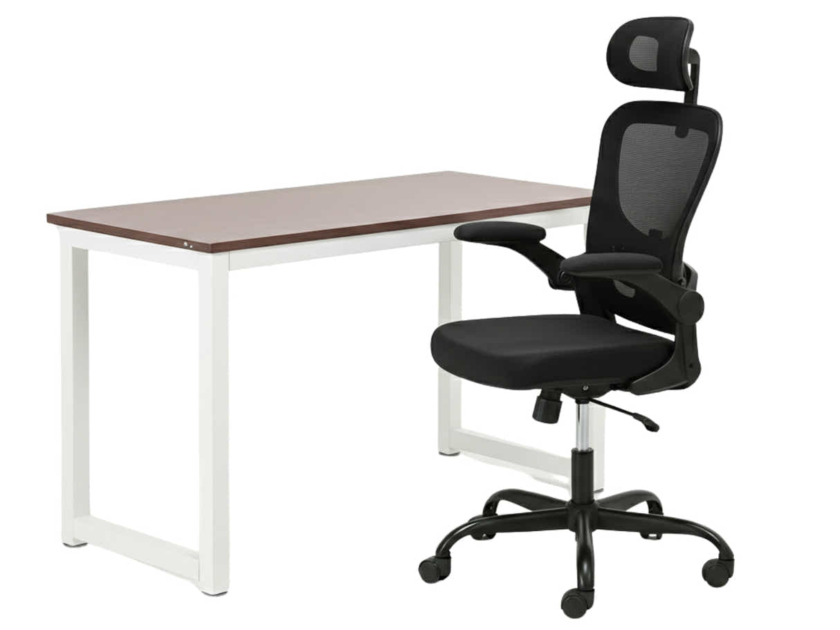 Etan Computer Desk 160 & Molina Mesh Task Chair Black+Black