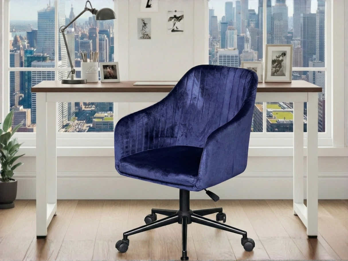 Etan Computer Desk 160 & Lilac Office Chair Velvet Blue