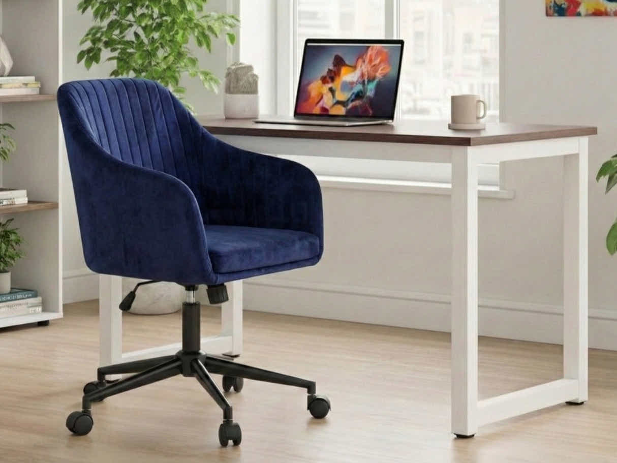 Etan Computer Desk 160 & Lilac Office Chair Velvet Blue