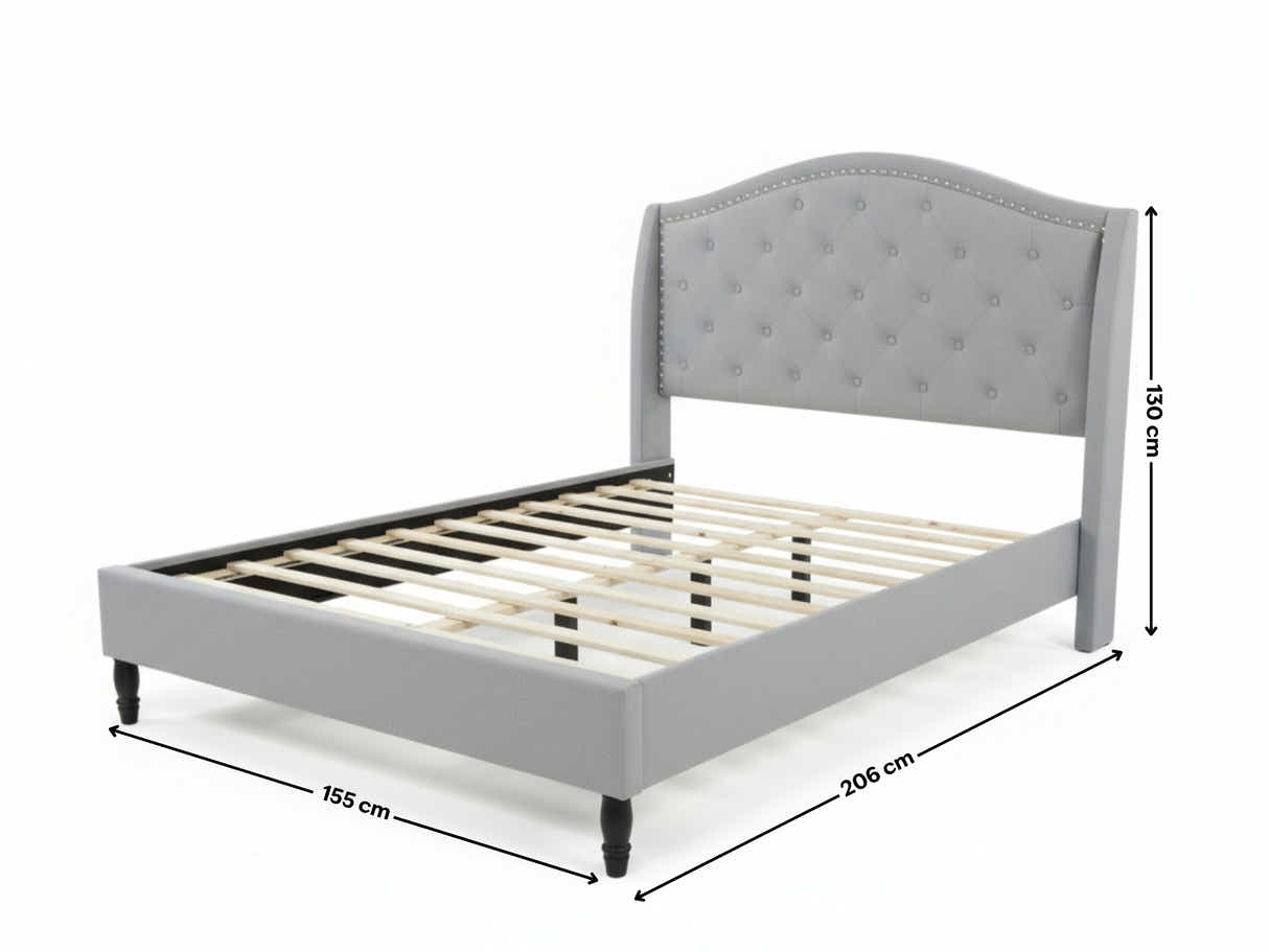 Lizina Bed Frame Light Grey - Double