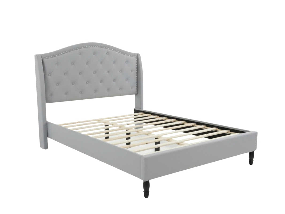 Lizina Bed Frame Light Grey - Double