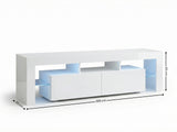 DS Glansig LED Entertainment Unit White - 190 cm