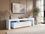Glansig LED Entertainment Unit White - 190 cm