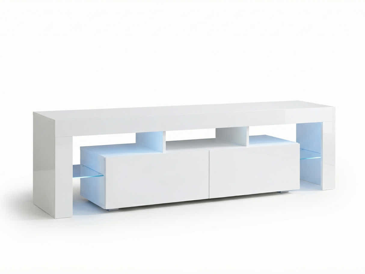 DS Glansig LED Entertainment Unit White - 190 cm