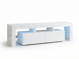 DS Glansig LED Entertainment Unit White - 190 cm