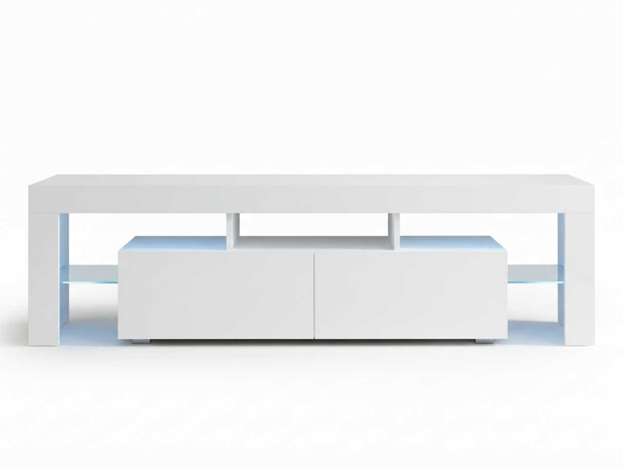 DS Glansig LED Entertainment Unit White - 190 cm