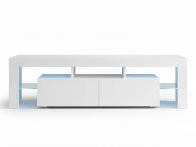DS Glansig LED Entertainment Unit White - 190 cm