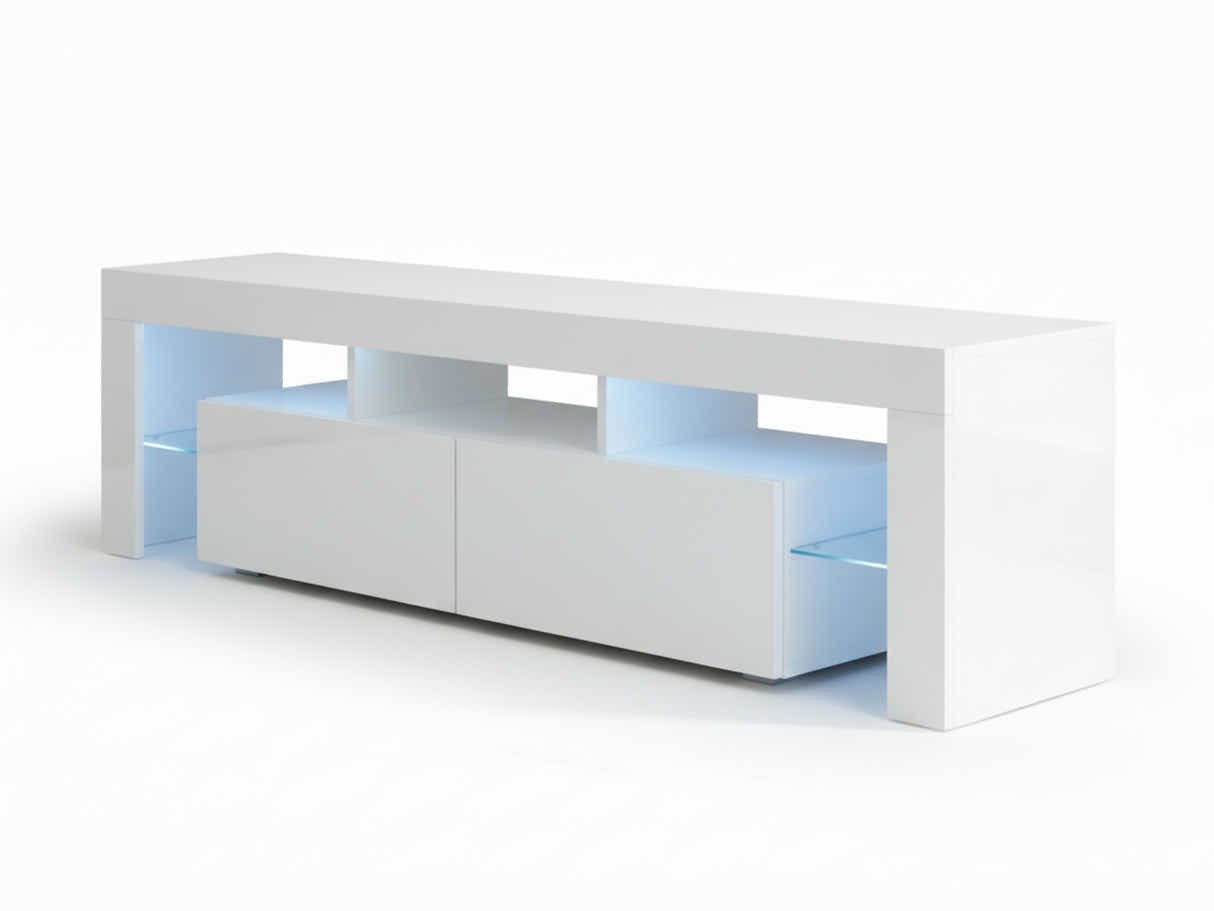 DS Glansig LED Entertainment Unit White - 190 cm