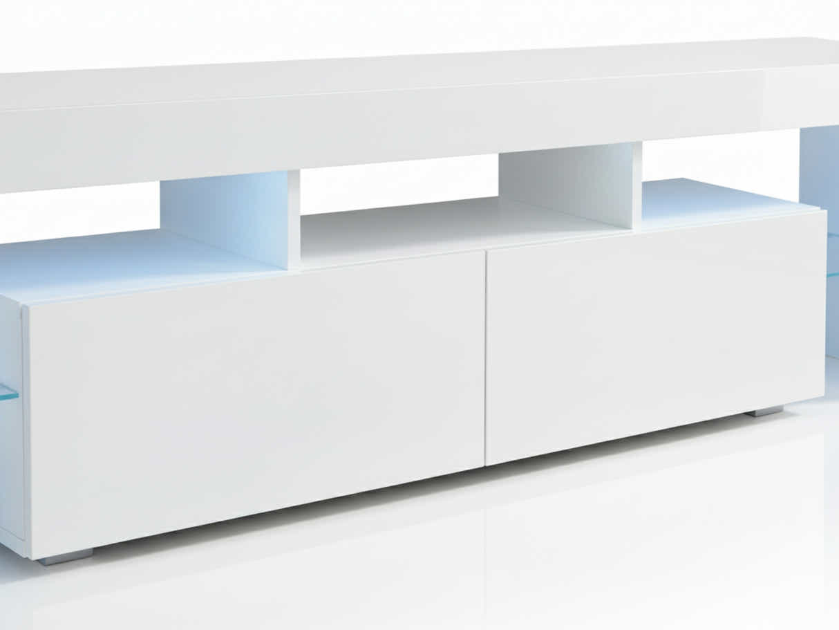 DS Glansig LED Entertainment Unit White - 190 cm