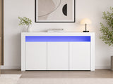 Glansig White 3-Door Buffet with LED Light - 152 cm