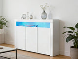 Glansig White 3-Door Buffet with LED Light - 152 cm