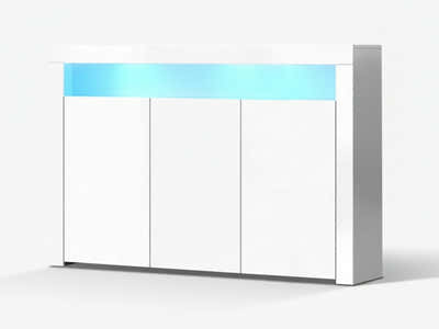 Glansig White 3-Door Buffet with LED Light - 152 cm