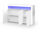 Glansig White 3-Door Buffet with LED Light - 152 cm