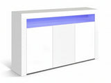 Glansig White 3-Door Buffet with LED Light - 152 cm