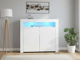 Glansig White 2-Door Buffet with LED Light - 107 cm